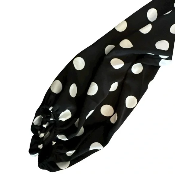 Black & White Polka Dot Off-Shoulder Jumpsuit | Size L | Tall Girl Friendly - Picture 9 of 15